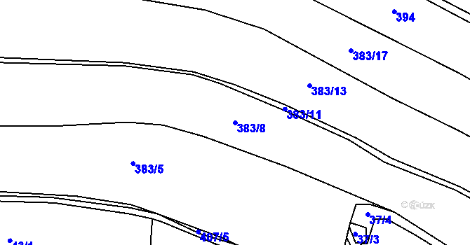 Parcela st. 383/8 v KÚ Krumvald, Katastrální mapa