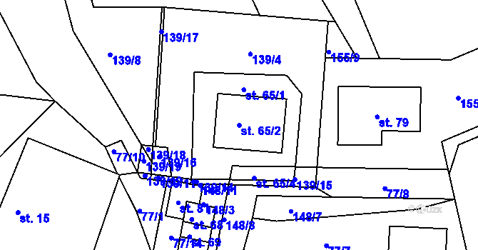 Parcela st. 65/2 v KÚ Střítež u Božejova, Katastrální mapa