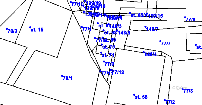 Parcela st. 71 v KÚ Střítež u Božejova, Katastrální mapa