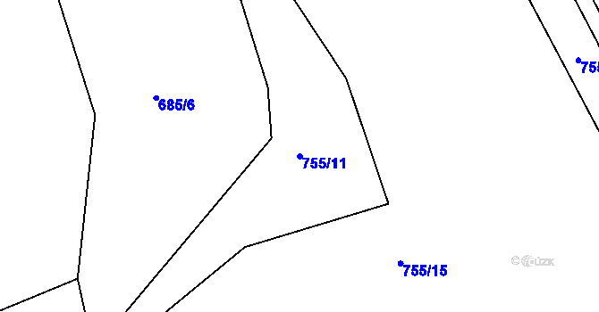 Parcela st. 755/11 v KÚ Střítež u Božejova, Katastrální mapa
