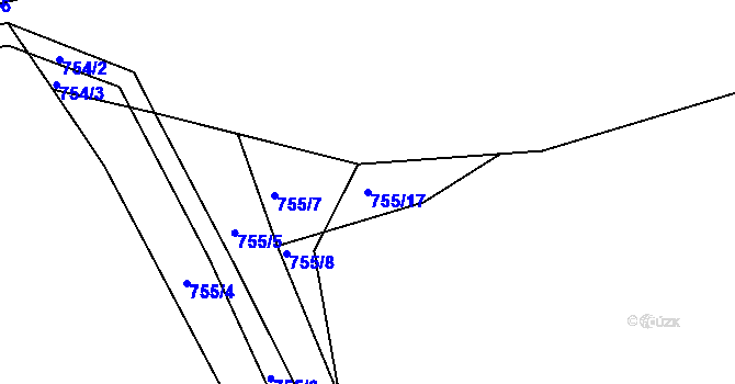 Parcela st. 755/17 v KÚ Střítež u Božejova, Katastrální mapa