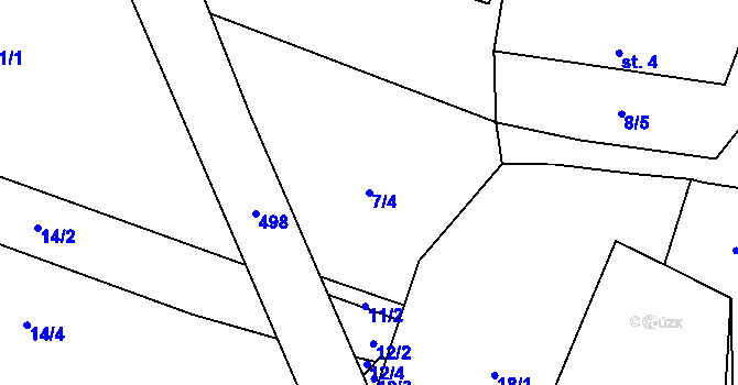 Parcela st. 7/4 v KÚ Střítež u Černovic, Katastrální mapa