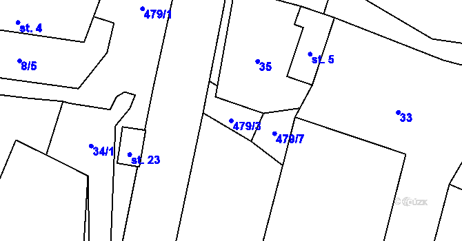 Parcela st. 479/3 v KÚ Střítež u Černovic, Katastrální mapa