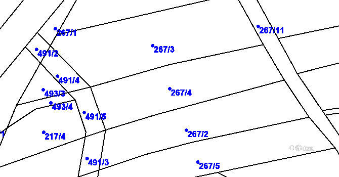 Parcela st. 267/4 v KÚ Střítež u Černovic, Katastrální mapa