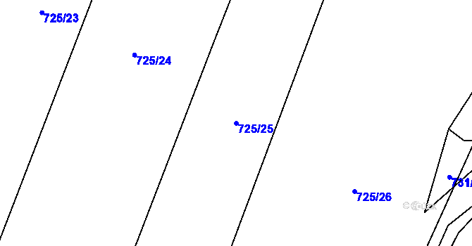 Parcela st. 725/25 v KÚ Střížov nad Malší, Katastrální mapa