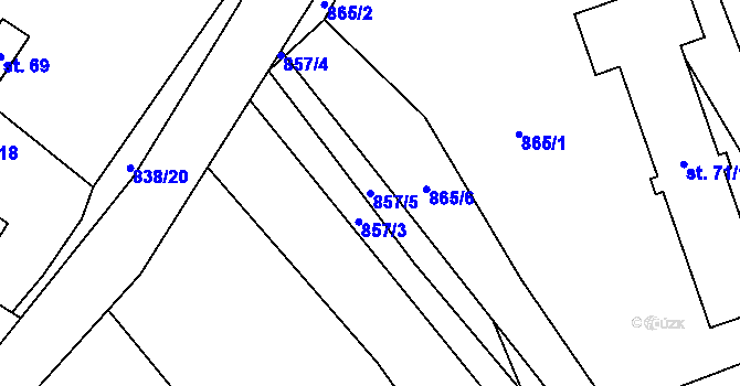 Parcela st. 857/5 v KÚ Střížov nad Malší, Katastrální mapa