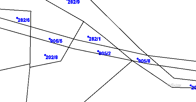 Parcela st. 905/2 v KÚ Střížov nad Malší, Katastrální mapa