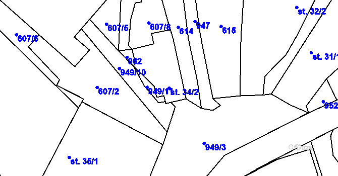 Parcela st. 34/2 v KÚ Střížov nad Malší, Katastrální mapa
