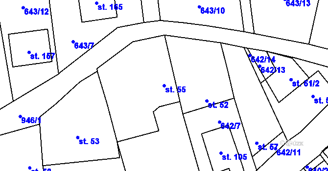 Parcela st. 55 v KÚ Střížov nad Malší, Katastrální mapa