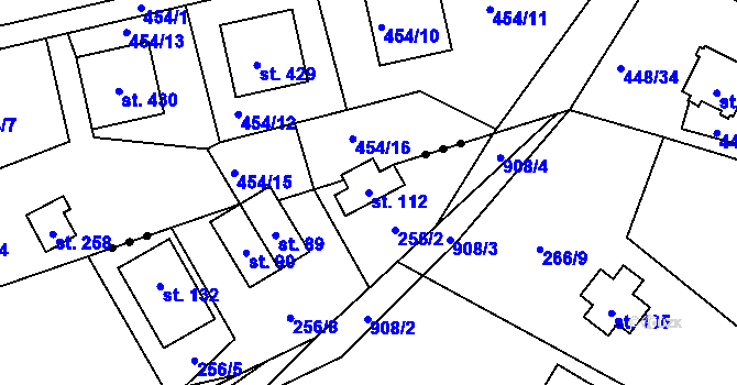 Parcela st. 112 v KÚ Střížov nad Malší, Katastrální mapa