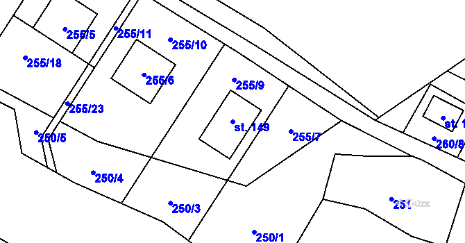 Parcela st. 149 v KÚ Střížov nad Malší, Katastrální mapa