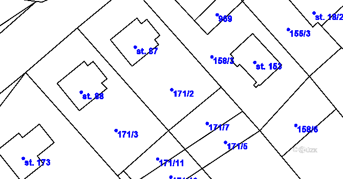 Parcela st. 171/2 v KÚ Střížov nad Malší, Katastrální mapa