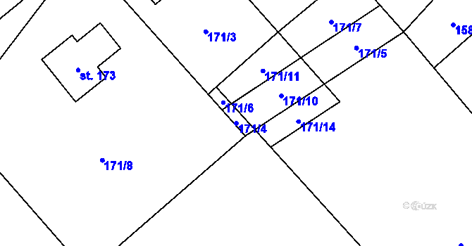 Parcela st. 171/4 v KÚ Střížov nad Malší, Katastrální mapa