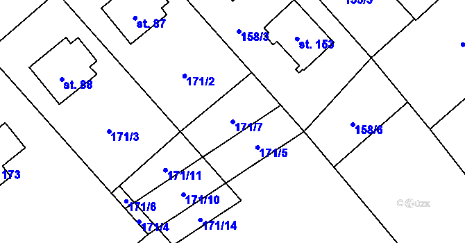 Parcela st. 171/7 v KÚ Střížov nad Malší, Katastrální mapa