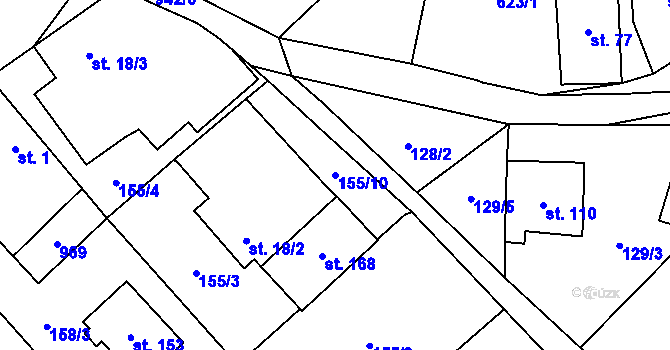 Parcela st. 155/10 v KÚ Střížov nad Malší, Katastrální mapa