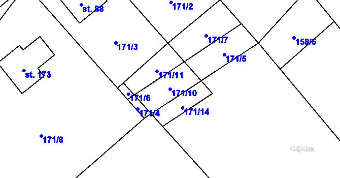 Parcela st. 171/10 v KÚ Střížov nad Malší, Katastrální mapa