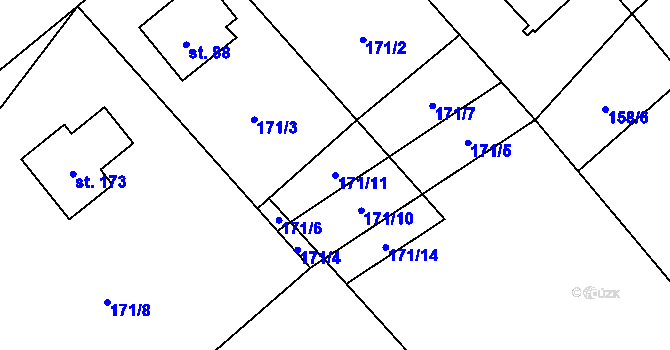 Parcela st. 171/11 v KÚ Střížov nad Malší, Katastrální mapa
