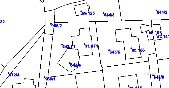 Parcela st. 171 v KÚ Střížov nad Malší, Katastrální mapa