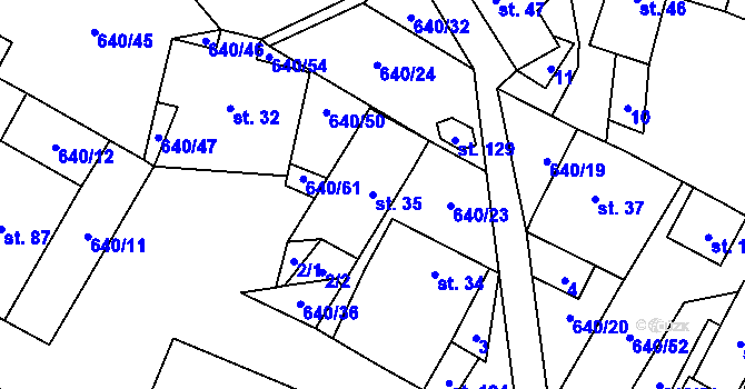 Parcela st. 35 v KÚ Střížov u Chotěboře, Katastrální mapa