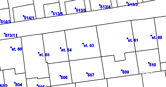 Parcela st. 63 v KÚ Střížov u Chotěboře, Katastrální mapa