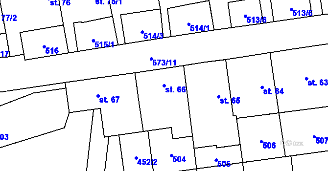 Parcela st. 66 v KÚ Střížov u Chotěboře, Katastrální mapa