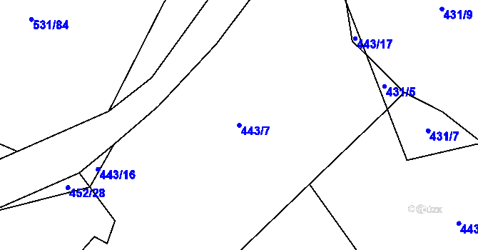 Parcela st. 443/7 v KÚ Střížov u Chotěboře, Katastrální mapa