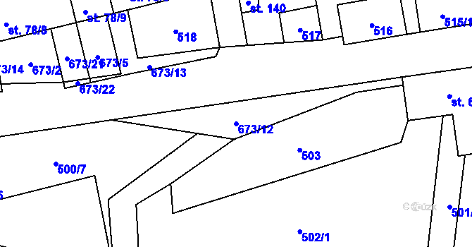 Parcela st. 673/12 v KÚ Střížov u Chotěboře, Katastrální mapa