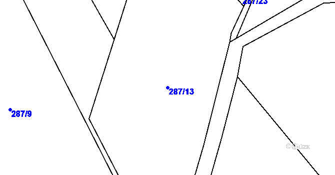 Parcela st. 287/13 v KÚ Střížov u Chotěboře, Katastrální mapa