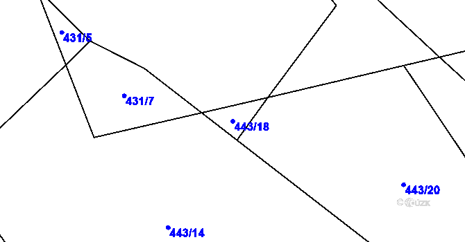 Parcela st. 443/18 v KÚ Střížov u Chotěboře, Katastrální mapa