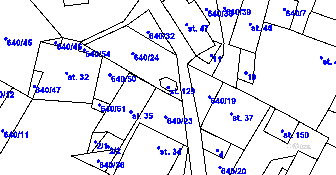 Parcela st. 129 v KÚ Střížov u Chotěboře, Katastrální mapa