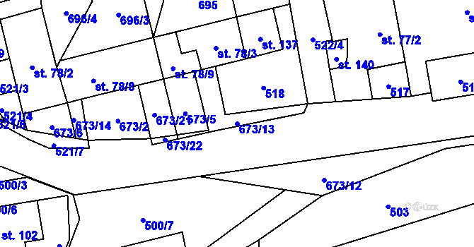 Parcela st. 673/13 v KÚ Střížov u Chotěboře, Katastrální mapa