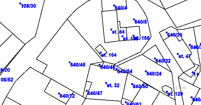 Parcela st. 164 v KÚ Střížov u Chotěboře, Katastrální mapa