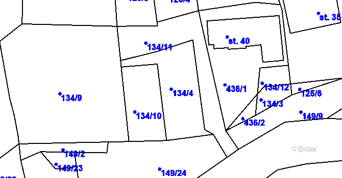 Parcela st. 134/4 v KÚ Přímělkov, Katastrální mapa