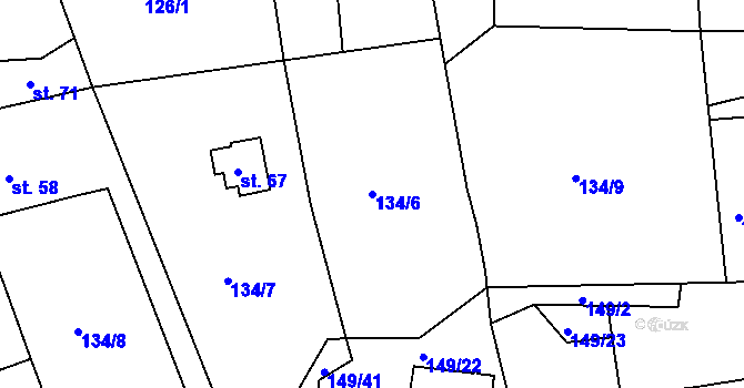Parcela st. 134/6 v KÚ Přímělkov, Katastrální mapa