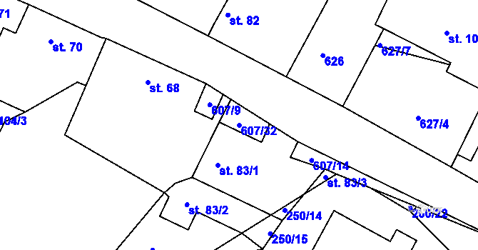 Parcela st. 607/32 v KÚ Střížov, Katastrální mapa