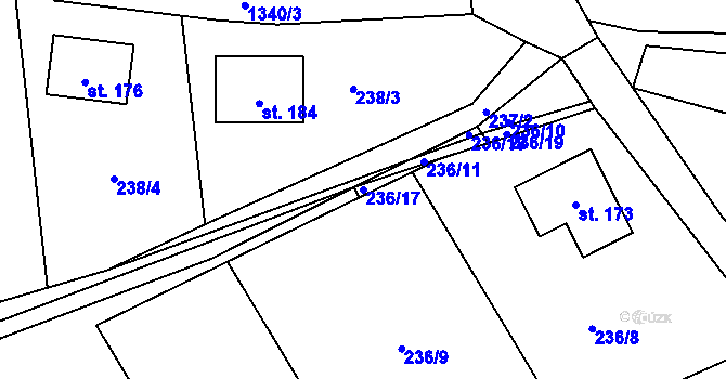 Parcela st. 236/17 v KÚ Střížov, Katastrální mapa