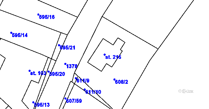 Parcela st. 215 v KÚ Střížov, Katastrální mapa