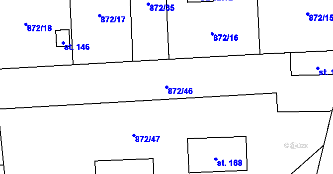 Parcela st. 872/46 v KÚ Střížovice, Katastrální mapa