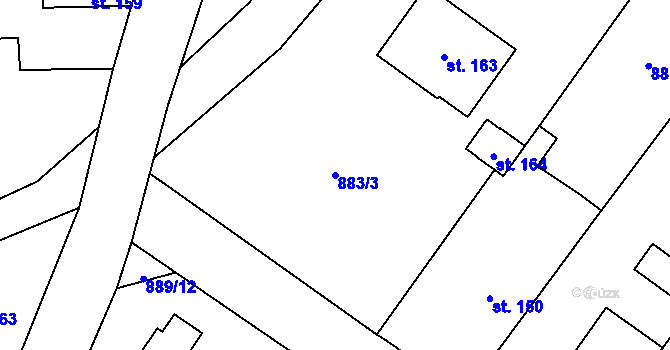 Parcela st. 883/3 v KÚ Střížovice, Katastrální mapa