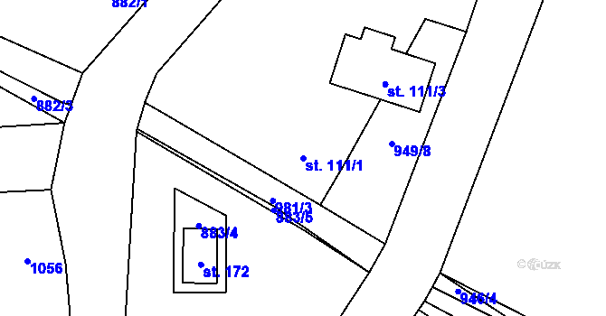 Parcela st. 111/1 v KÚ Střížovice, Katastrální mapa