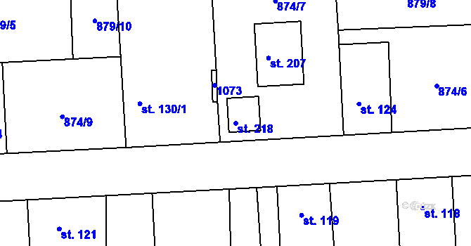 Parcela st. 218 v KÚ Střížovice, Katastrální mapa