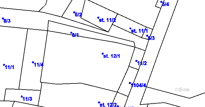 Parcela st. 12/1 v KÚ Střížovice u Kunžaku, Katastrální mapa