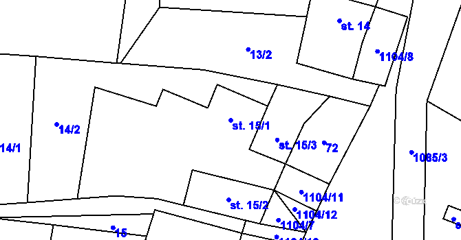 Parcela st. 15/1 v KÚ Střížovice u Kunžaku, Katastrální mapa