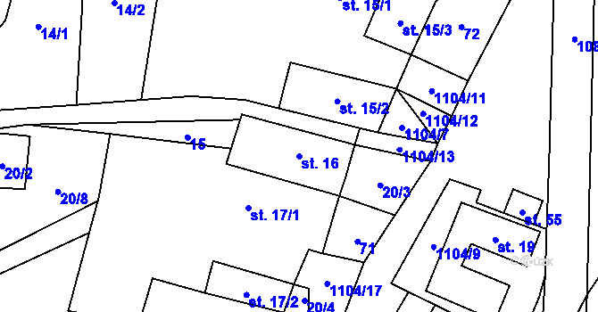 Parcela st. 16 v KÚ Střížovice u Kunžaku, Katastrální mapa