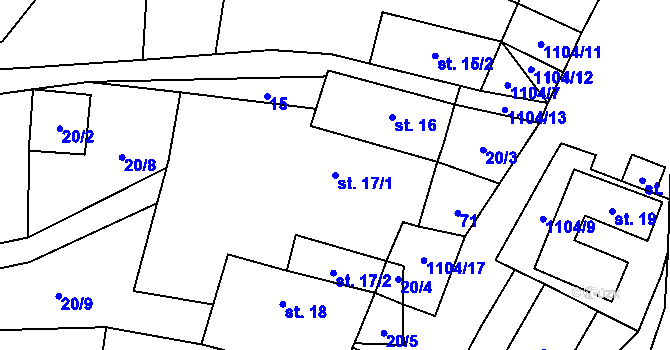 Parcela st. 17/1 v KÚ Střížovice u Kunžaku, Katastrální mapa