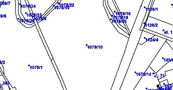 Parcela st. 1078/10 v KÚ Střížovice u Kunžaku, Katastrální mapa
