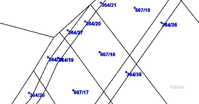 Parcela st. 667/18 v KÚ Střížovice u Kunžaku, Katastrální mapa