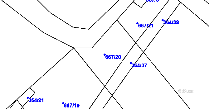 Parcela st. 667/20 v KÚ Střížovice u Kunžaku, Katastrální mapa