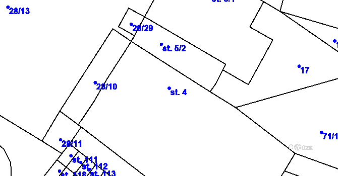 Parcela st. 4 v KÚ Vlčice u Střížovic, Katastrální mapa