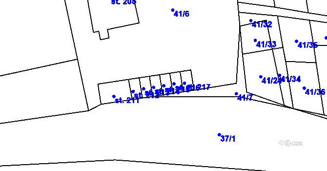 Parcela st. 215 v KÚ Vlčice u Střížovic, Katastrální mapa